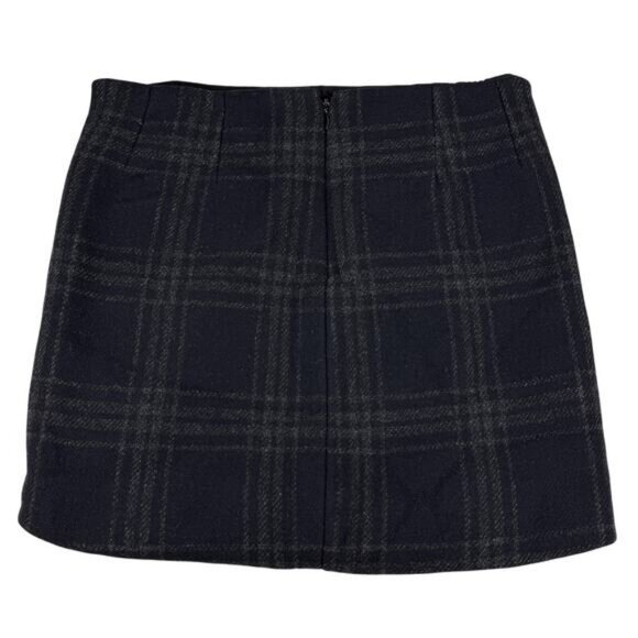 Maje Wool Lambskin Leather Trim Plaid Mini Skirt Size XS - Picture 4 of 7